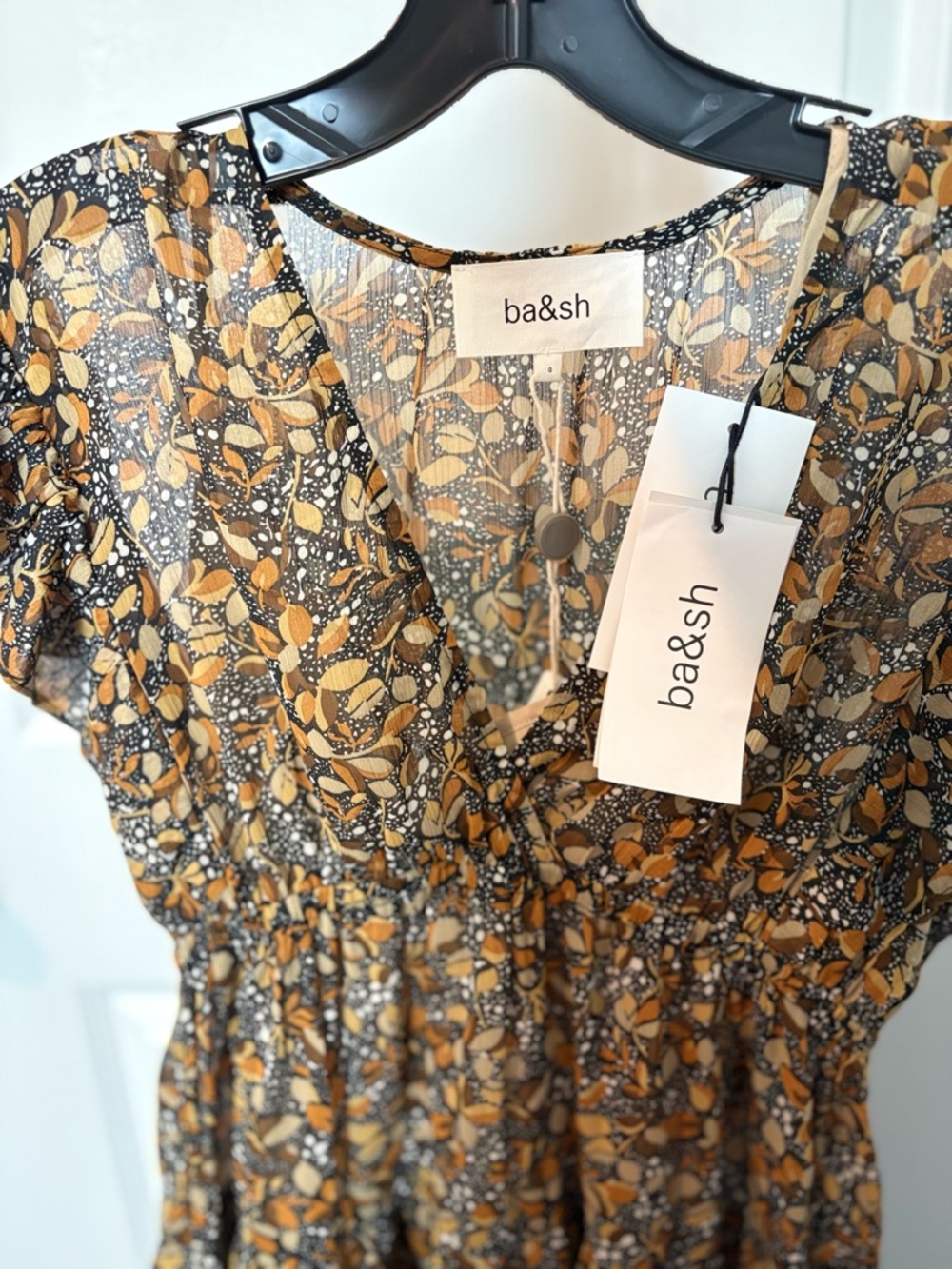 Ba&sh Samantha Dark Floral V-Neck Ruffle Sleeve Maxi Dress - Picture 6 of 7